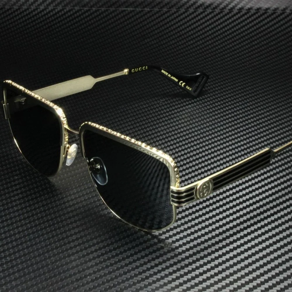 Gucci Gold Grey 59mm Sunglasses